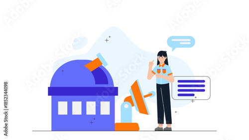 Scrum Master Facilitating Daily Stand-up Meeting. Flat Vector Illustration