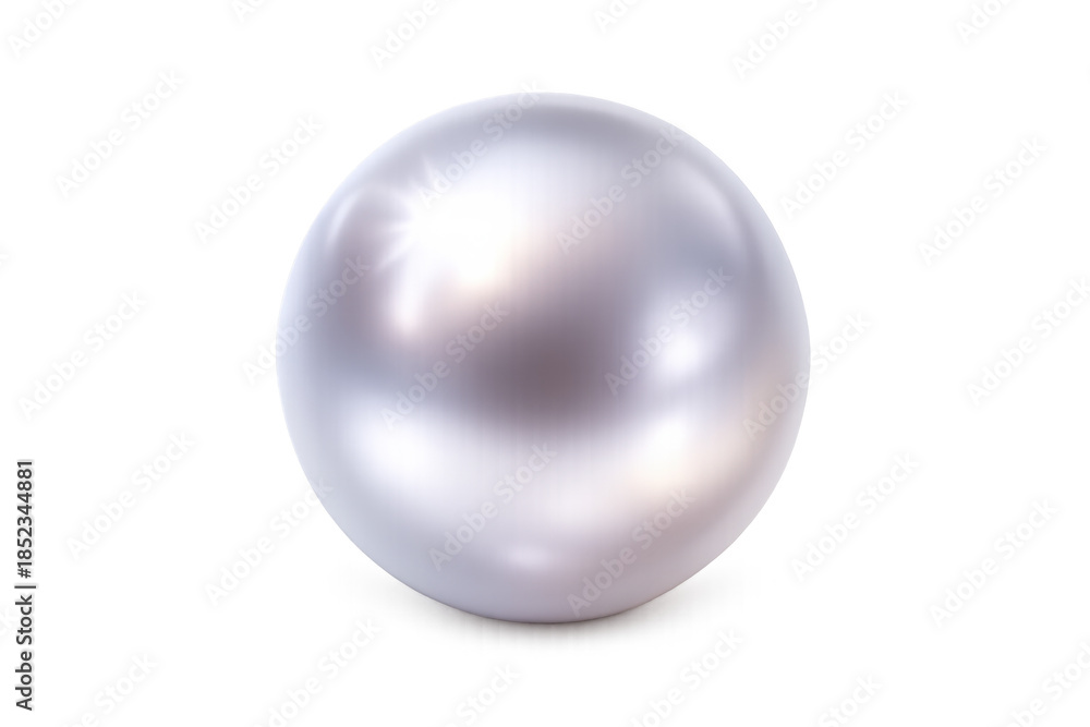 Obraz premium Single white pearl with iridescent nacre highlighting luxury, elegance, and beauty. Round spherical gem on transparent background