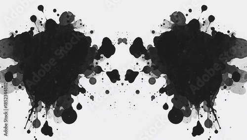 Abstract inkblot patterns symmetrical design on white background for creative design elements