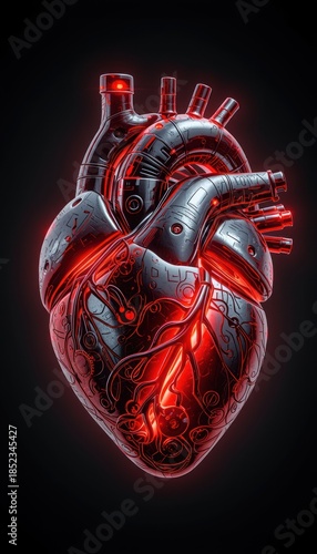 8k 3d wallpaper for mobile hyper realistic mechanical heart with glowing red gear parts