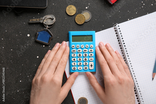 Female hands and calculator...