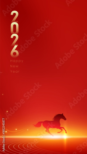 Red Festival celebration poster for Year of the Horse abstract background