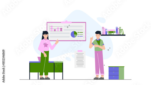 Virtual Career Fair with Multiple Employers. Flat Vector Illustration