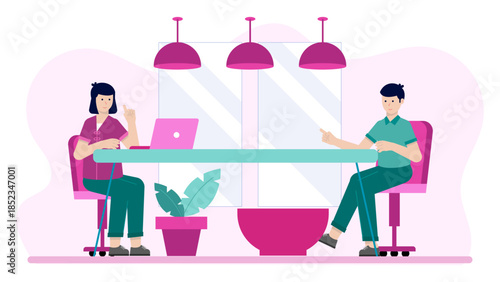 Co-working Space Offering Childcare Facilities. Flat Vector Illustration
