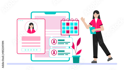Online Jury Selection Process. Flat Vector Illustration