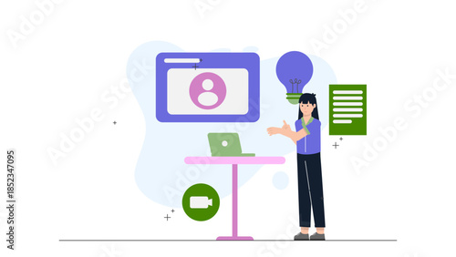 Online Jury Selection Process. Flat Vector Illustration