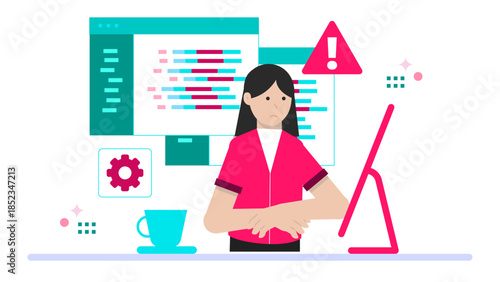 Digital Forensics Team Investigating Cyber Crime. Flat Vector Illustration