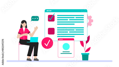 Online Patent Application Process. Flat Vector Illustration