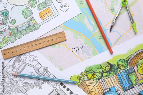 Zoning plans with ruler and...