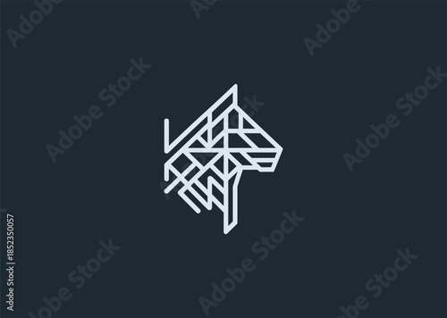 A geometric simple line puma logo with sharp contours and dynamic posture, representing strength, agility, and silent predator focus