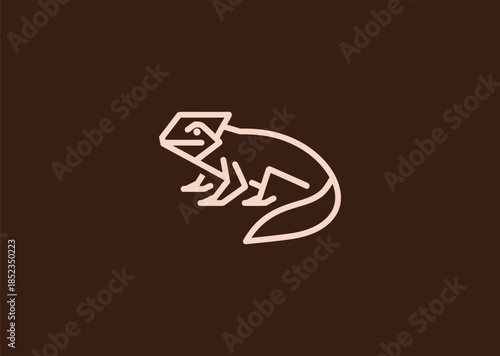 A geometric simple line salamander logo using flowing curved lines and balanced proportions, symbolizing regeneration, flexibility, and natural harmony