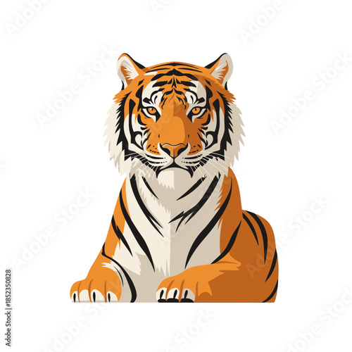 A majestic tiger portrait with intense gaze and striking orange and black stripes