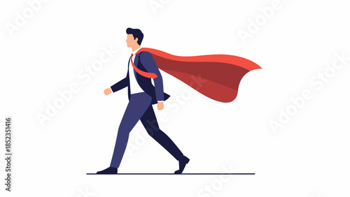 Professional superhero figure walking with cape.