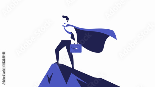 Superhero standing with flowing cape pose.