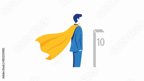 Superhero figure standing tall with cape.