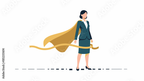Female superhero businesswoman figure with cape.