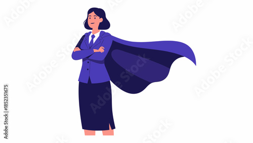 Illustration of a confident businesswoman superhero.