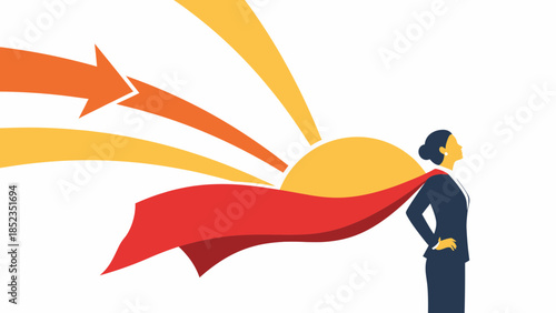 Person in superhero cape standing in profile.