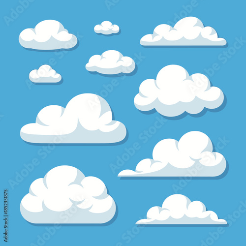 A collection of fluffy white clouds against a vibrant blue sky backdrop