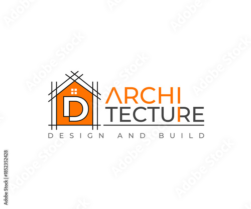 D Letter Logo Design with Architectural Construction, Architect logo