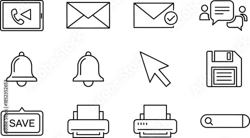 Collection of basic computer and internet icons