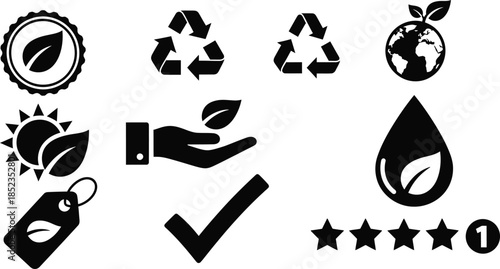 Eco friendly and recyclable icons set
