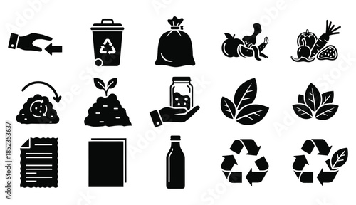 Eco friendly icons and symbols for sustainable living and environmental conservation