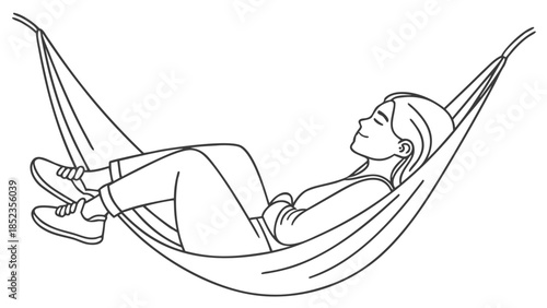Woman relaxing peacefully in a hammock outdoors