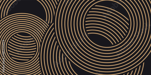 Doodle banner with brown ramen pattern on black background. Wave abstract pattern. Modern Trendy design in vector EPS 10