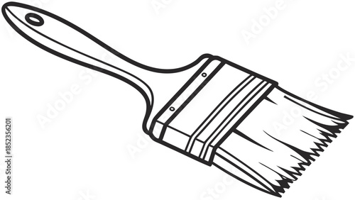 Paintbrush with wooden handle and bristles for painting