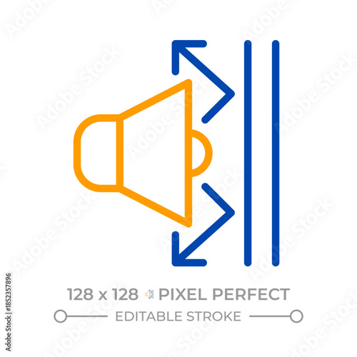 Noise barrier pixel perfect two color line icon. Structure blocking and absorbing sounds. Road infrastructure bicolor outline symbol. Duotone linear pictogram. Isolated illustration. Editable stroke
