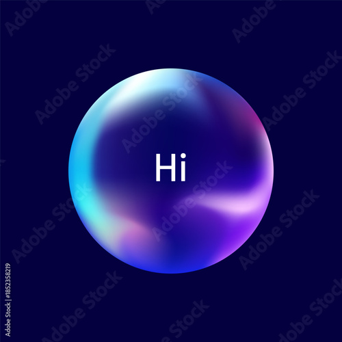 Colourful Abstract Circle with Hi Word Text for Ai Voice Assistance Application. Artificial Intelligence Robot Consultant using Big Data Tech Concept. Vibrant Fluid Glow Curve Vector Logo Illustration