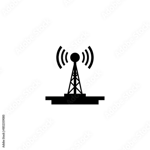 Flat black and white icon of a rooftop antenna