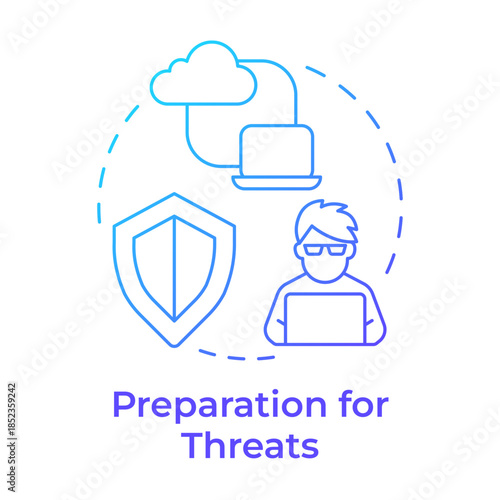 Preparation for threats blue gradient concept icon. Data protection, personal privacy. Security management. Round shape line illustration. Abstract idea. Graphic design. Easy to use in brochure