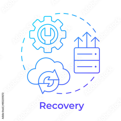 Recovery blue gradient concept icon. Cloud service, data management. IT infrastructure, system control. Round shape line illustration. Abstract idea. Graphic design. Easy to use in brochure, booklet