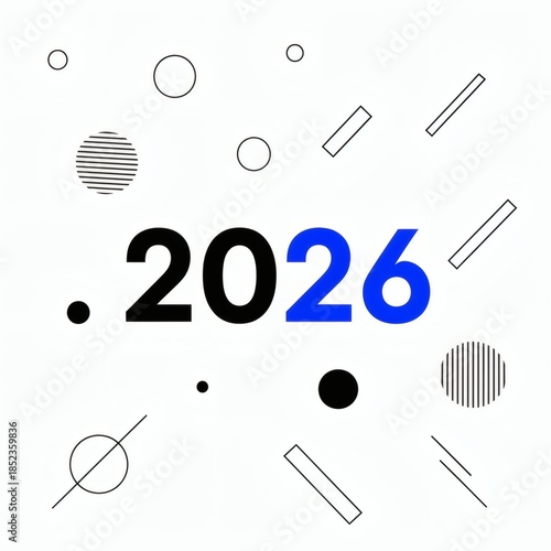 2026 Swiss Design Card Geometric Shapes Abstract Confetti Accent Color