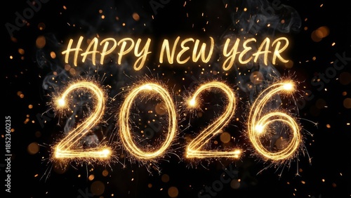 Sparkling golden numbers announcing new year celebration