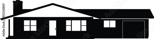 Collection of Residential House Vector Illustrations Featuring Black Silhouettes and Detailed Architectural Line Art Designs Isolated on a White Background (21 words)