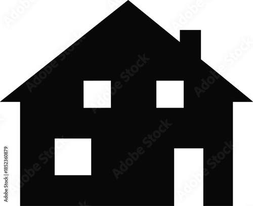 Collection of Residential House Vector Icons Featuring Minimalist Black Silhouettes and Detailed Architectural Line Art Designs Isolated on White Background (21 words)