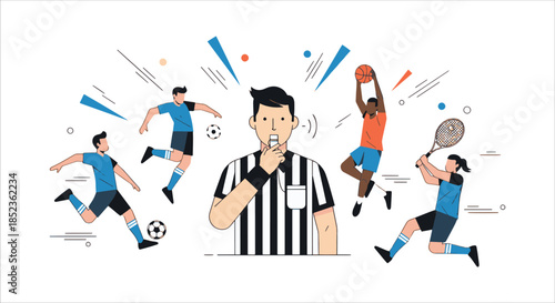 Soccer Match Action with Referee