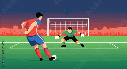 Soccer Penalty Kick in Front of Goal