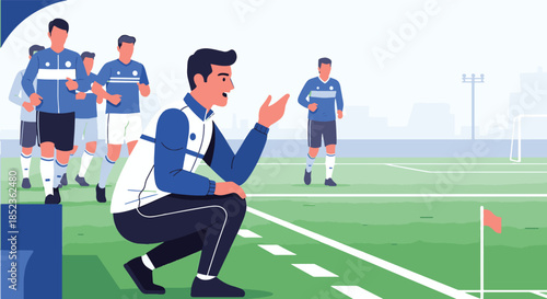 Soccer Coach Giving Instructions on Field
