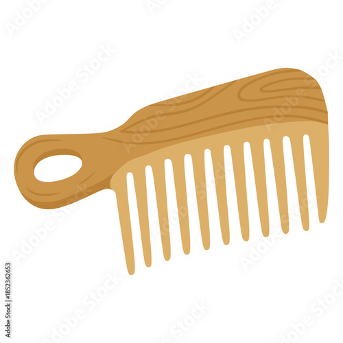 Wooden comb fashion accessories flat color vector illustration template design