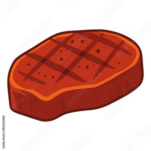 steak grill barbeque food flat color vector illustration template design