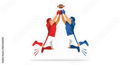 American Football Players Jumping and High Fiving