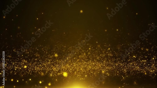 slow motion of luxury gold particle storm on dark background