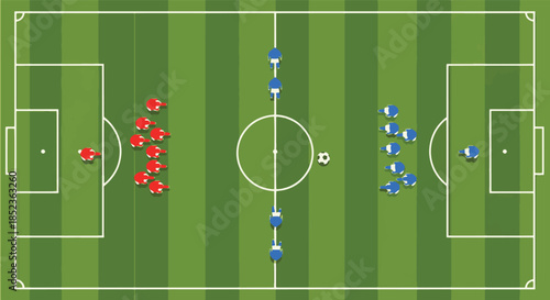 Soccer Teams Lineup at Midfield for Kickoff