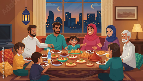 Big Muslim Family Gathering for Iftar