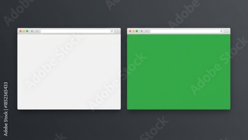 Two web browser windows side by side with different colors