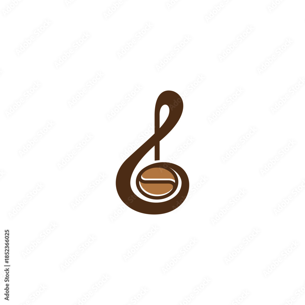 Obraz premium A stylized treble clef symbol creatively incorporates a coffee bean at its center.